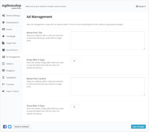 SociallyViral Ad Settings