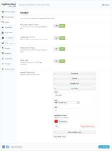 SociallyViral Header Settings