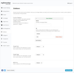SociallyViral Sidebar Settings