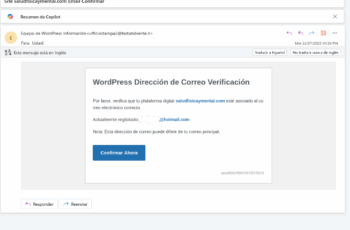 Ojo! Falso Mensaje de verificación de correo administrador en WordPress